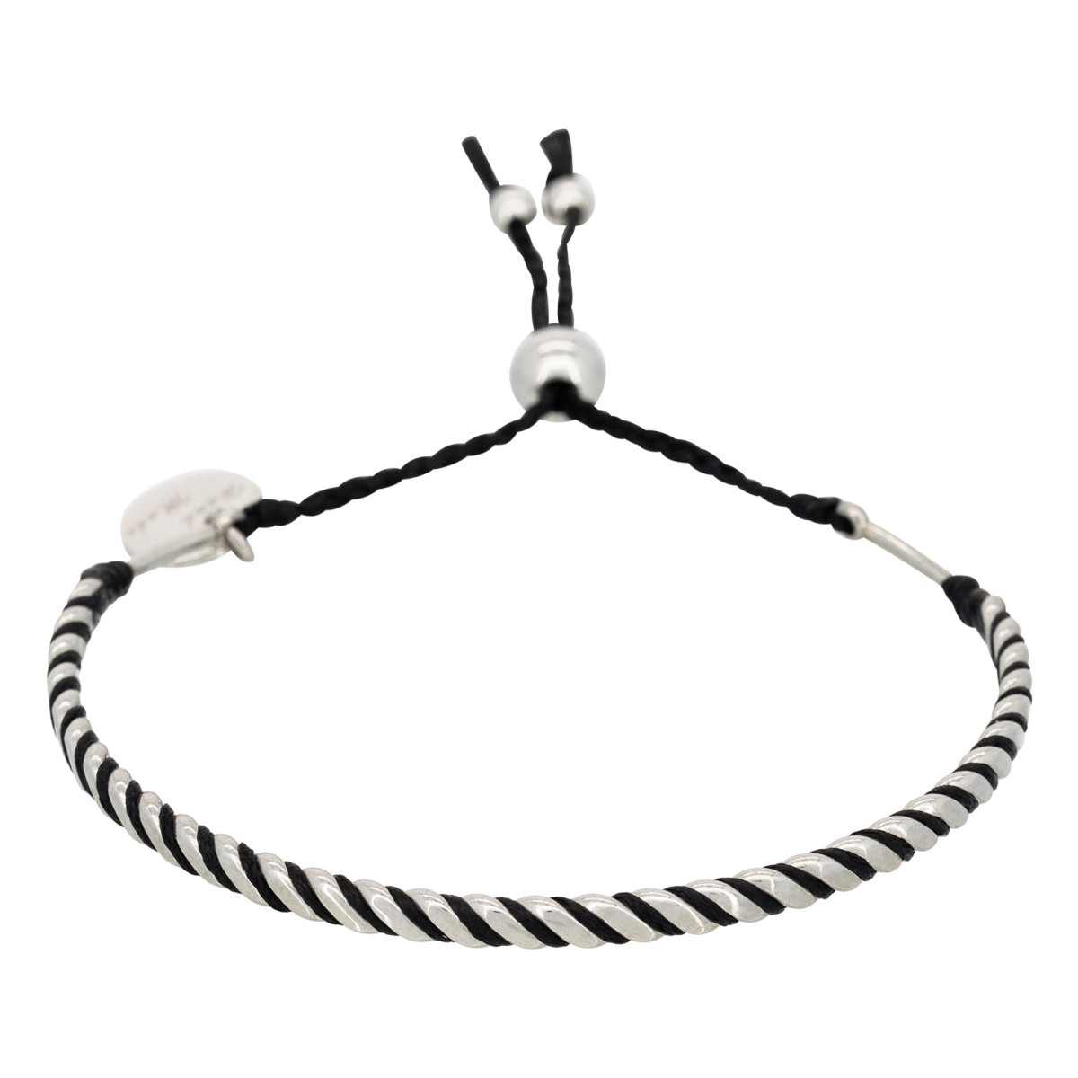 Bracelet Homme ajustable acier, perles et cordon noir "BLACK WAX" Bracelet Homme ajustable acier, perles et cordon noir "BLACK WAX"