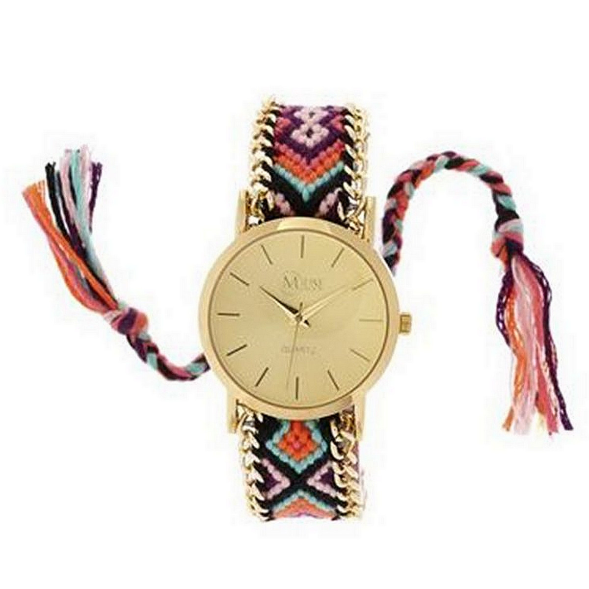 Muse - Montre Femme doré "La Festival" bracelet multicolore violet Muse - Montre Femme doré "La Festival" bracelet multicolore violet
