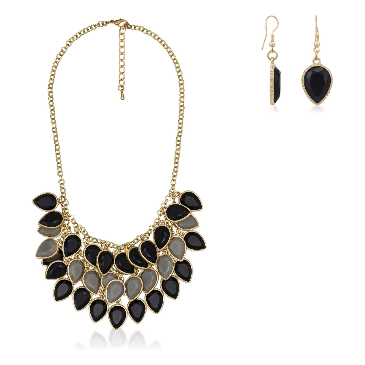 Parure Ethnique PLUIE PRÉCIEUSE noir Parure Ethnique "PLUIE PRÉCIEUSE" Boucles d'oreilles + Collier noir