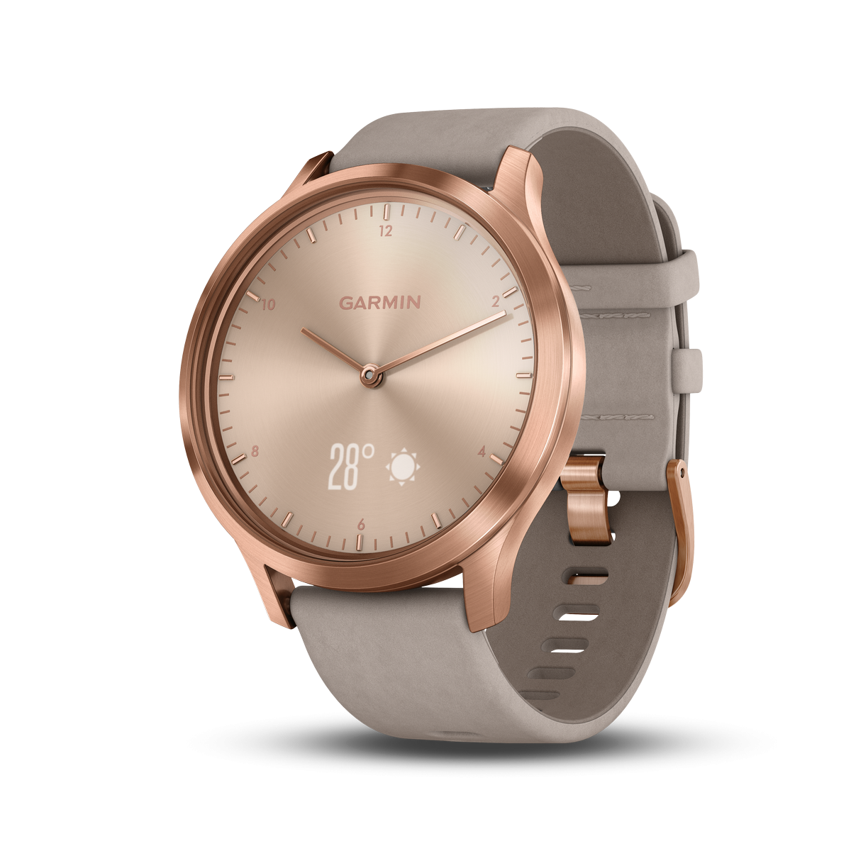 Montre connectée hybride Garmin VIVOMOVE HR, rosée bracelet daim gris, taille unique Montre connectée hybride Garmin VIVOMOVE HR, rosée bracelet daim gris, taille unique