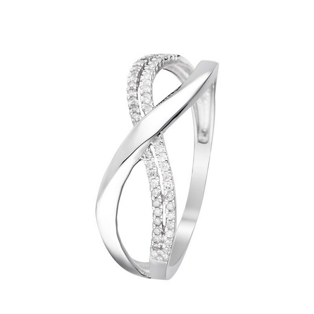 Bague Or Blanc ''CROISI DIVIN'' Diamants 0,10/50 Bague "Croisi Divin" Or blanc et Diamants