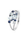 Bague Or Blanc ''SAPHIR ELIXIR'' D 0,10/32 & Topaze Bleue 1,03/5 & Saphir 0,5/8