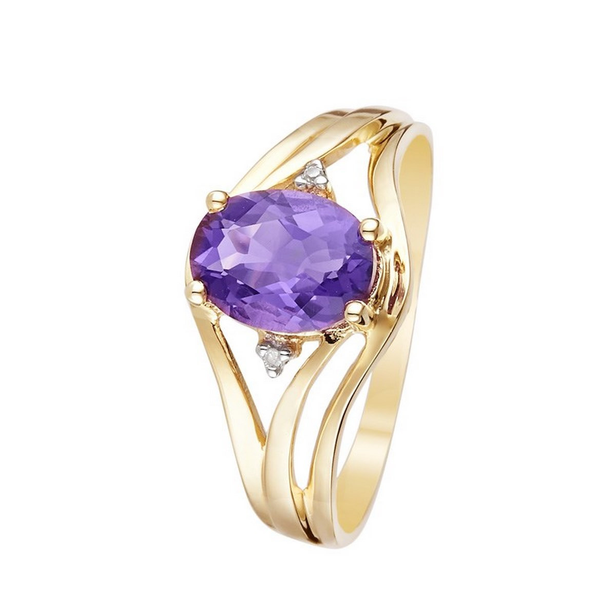 Bague Or Jaune ''MANAUS'' D 0,01cts/2 + Améthyste 1,65cts/1 Bague Or Jaune "MANAUS" Diamants 0,01 carat et Améthyste 1,65 carat