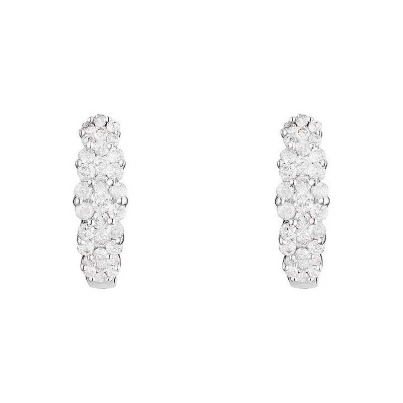 Boucles d'oreilles "Priscille" Or blanc et Diamant