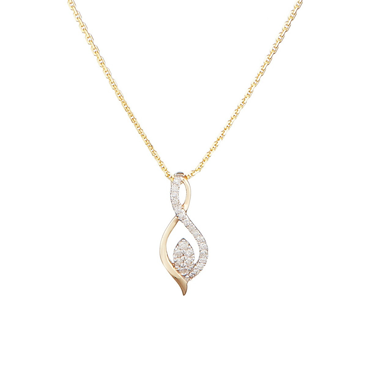 Pendentif Or Jaune ''LUNA'' Diamants 0,07/22 + chaîne en vermeil offerte Pendentif Or Jaune "LUNA" Diamants 0,07 carat + chaîne vermeil offerte