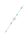 Bracelet Or Jaune ''FELICIDADE'' Diamants 0,11/12 & Agate Verte 0,12/1