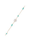 Bracelet Or Jaune ''FELICIDADE'' Diamants 0,11/12 & Agate Verte 0,12/1