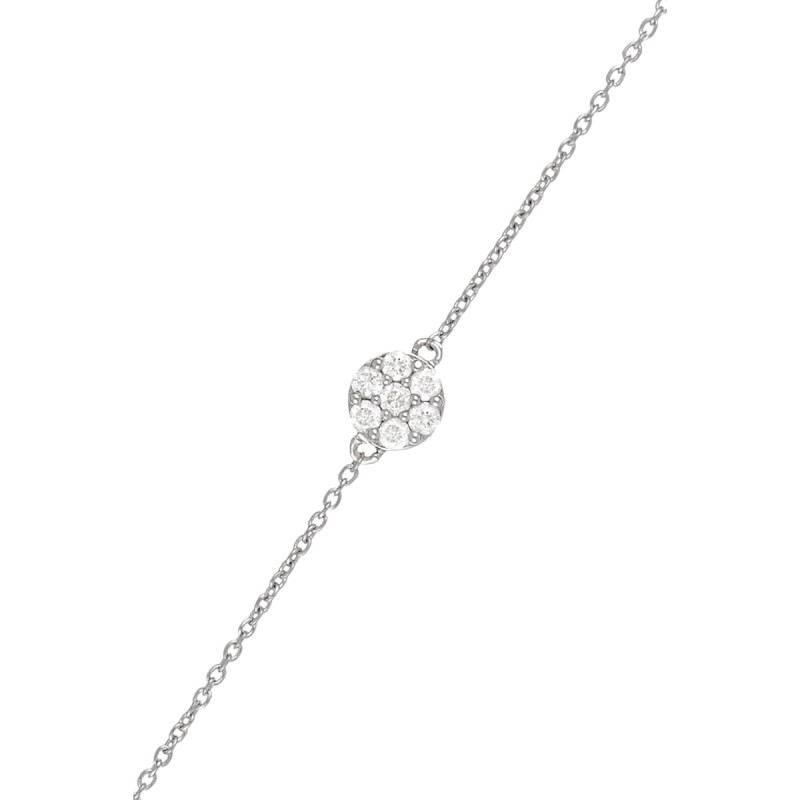 Mes-bijoux.fr Bracelet chaine Or Blanc "A LA FOLIE, POUR VIE" Diamants 0,15 carat