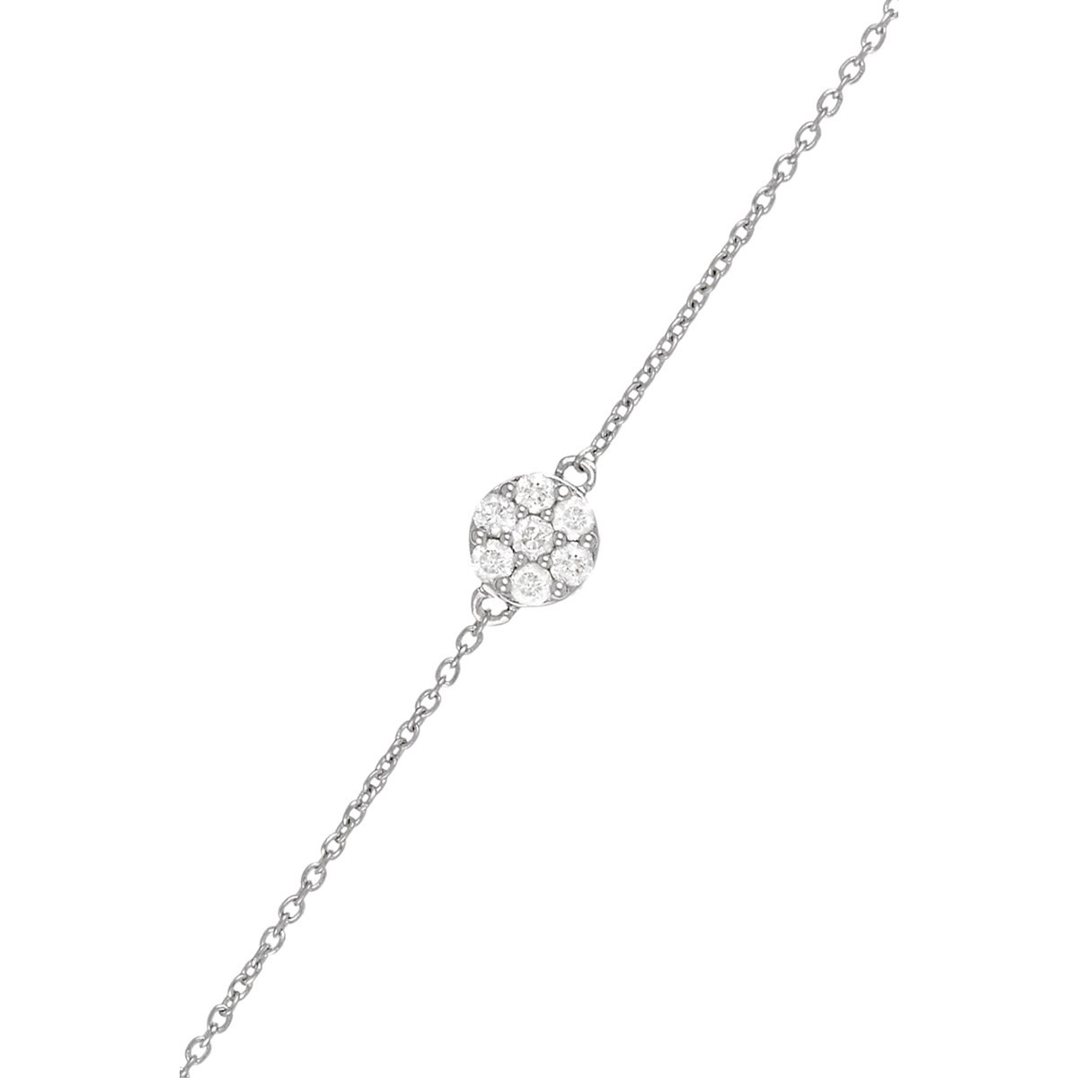 Bracelet chaine Or Blanc "A LA FOLIE, POUR LA VIE" Diamants 0,15 carat
