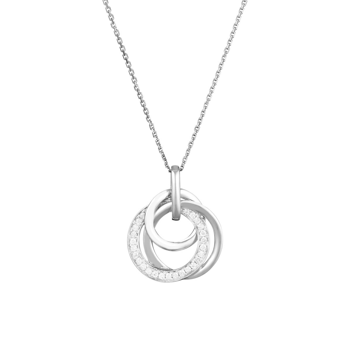 Pendentif Or Blanc ''CEUTA'' Diamants 0,17/28 + chaîne en argent offerte Pendentif "Ismérie" Or blanc et Diamant