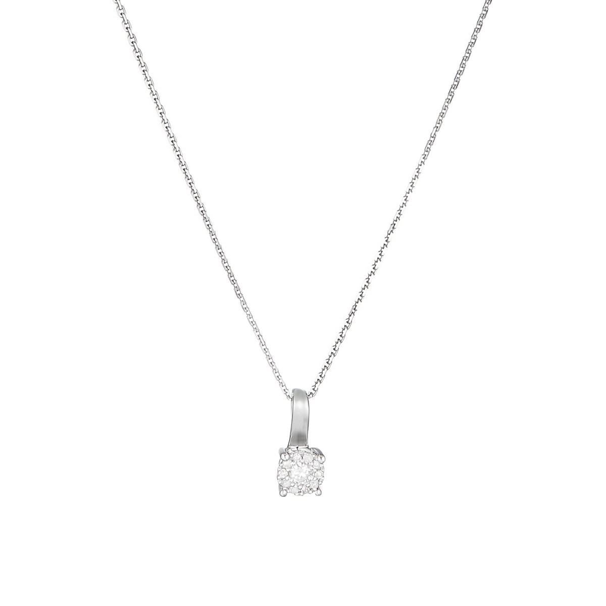 Pendentif Or Blanc ''AKNA'' Diamants 0,11/11 + chaîne en argent offerte Pendentif "Akna" Or Blanc et Diamants