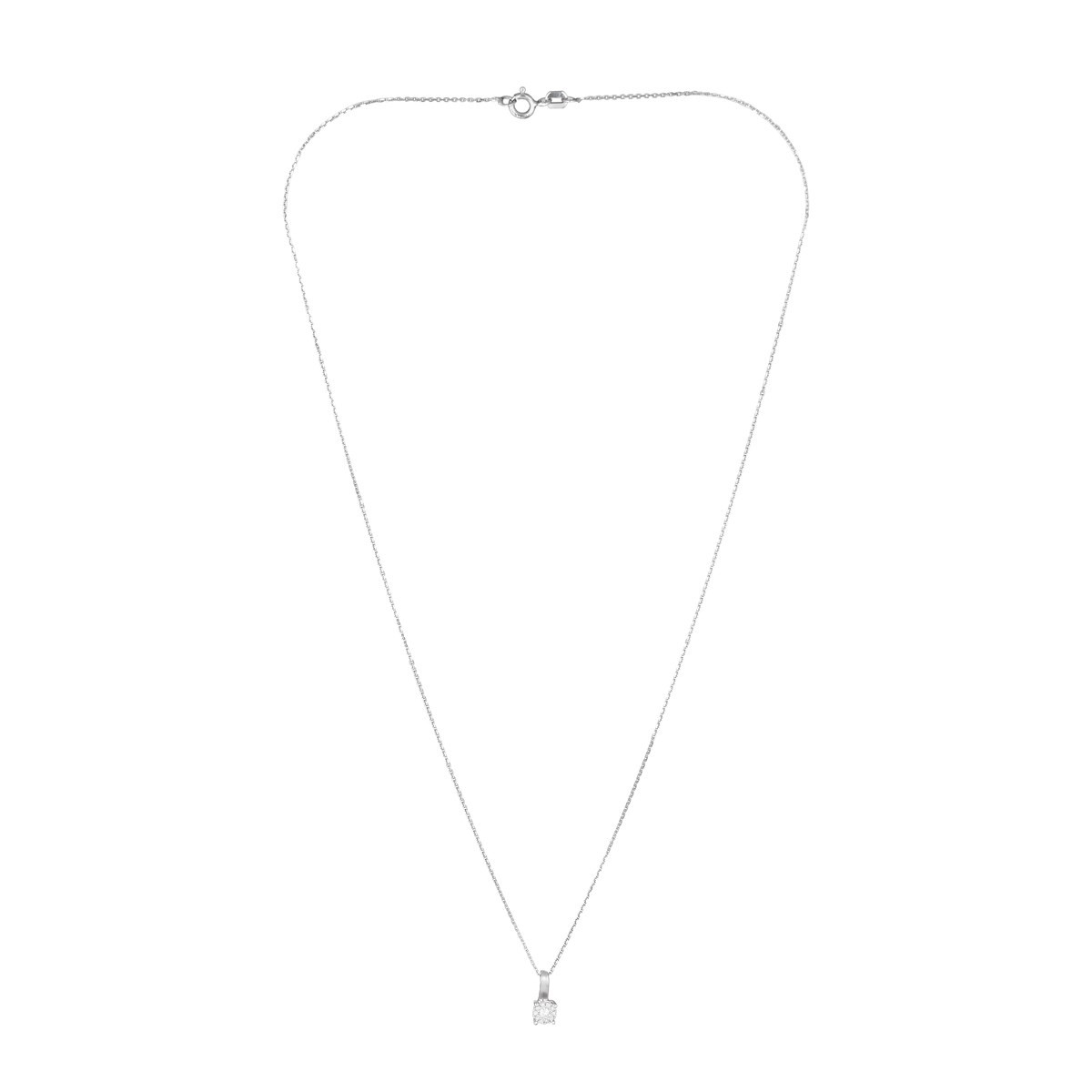 Pendentif Or Blanc ''AKNA'' Diamants 0,11/11 + chaîne en argent offerte Pendentif "Akna" Or Blanc et Diamants