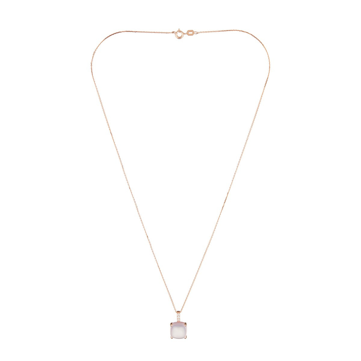 Pendentif Or Rose ''ROSE DRAGÉE'' D0,05/3 & Quartz Rose 4,8/1 + chaîne en vermeil offerte Pendentif Or Rose "ROSE DRAGÉE" Diamants 0,05 carat et Quartz Rose 4,8 carat + chaîne vermeil offerte