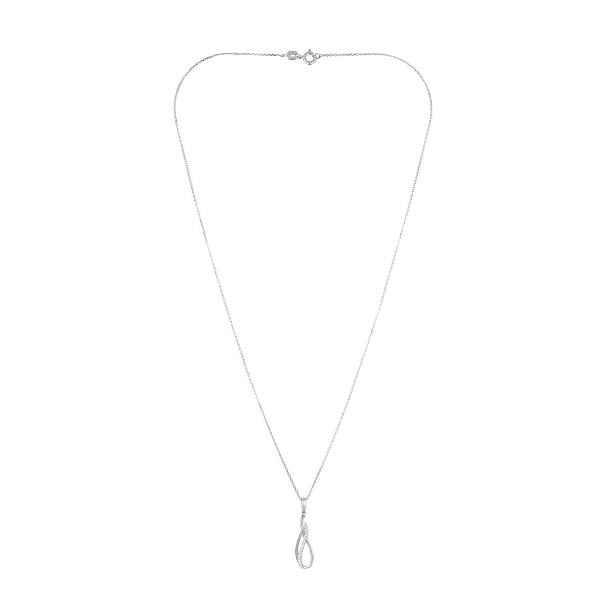 pendentif Or Blanc ''INFINITO'' Diamants 0,08/15 + chaîne en argent offerte pendentif Or Blanc "INFINITO" Diamants 0,08 carat + chaîne argent offerte