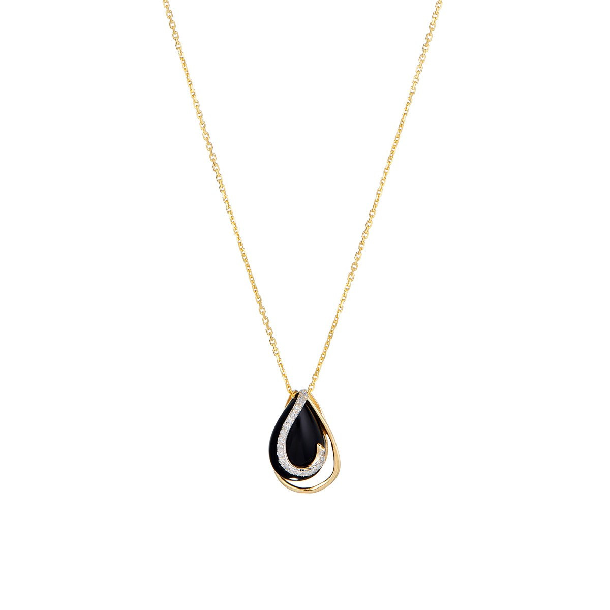 Pendentif Or Jaune ''GALAPAGOS'' D0,06/18 & Agathe Noire + chaîne en vermeil offerte Pendentif "Mahault" Or jaune et Agate