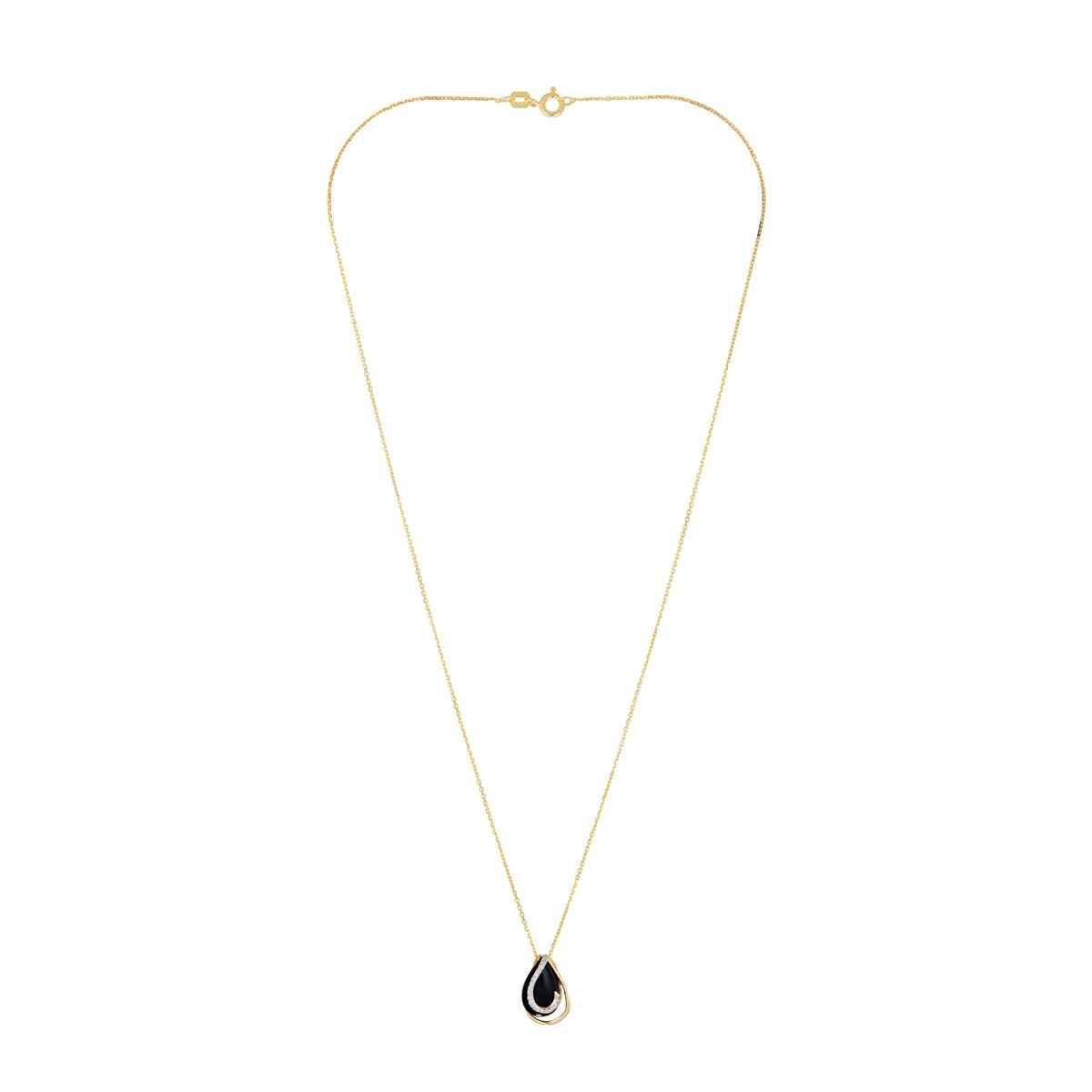 Pendentif Or Jaune ''GALAPAGOS'' D0,06/18 & Agathe Noire + chaîne en vermeil offerte Pendentif "Mahault" Or jaune et Agate