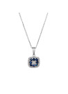 Pendentif Or Blanc ''VOLGA'' D0,03/8 & Saphir 0,58/8  + chaîne en argent offerte