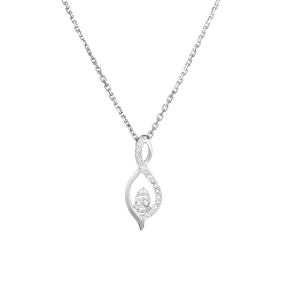 Pendentif Or Blanc ''LUNA'' Diamants 0,07/22 + chaîne en argent offerte Pendentif "Cassiopée" Or blanc et Diamant