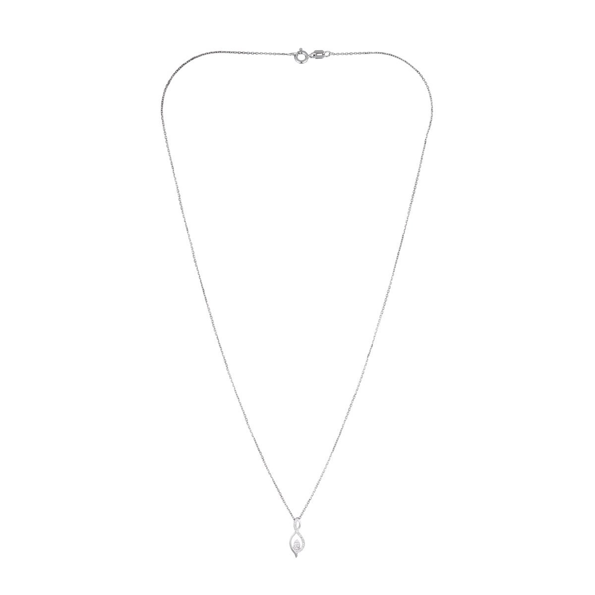 Pendentif Or Blanc ''LUNA'' Diamants 0,07/22 + chaîne en argent offerte Pendentif "Cassiopée" Or blanc et Diamant