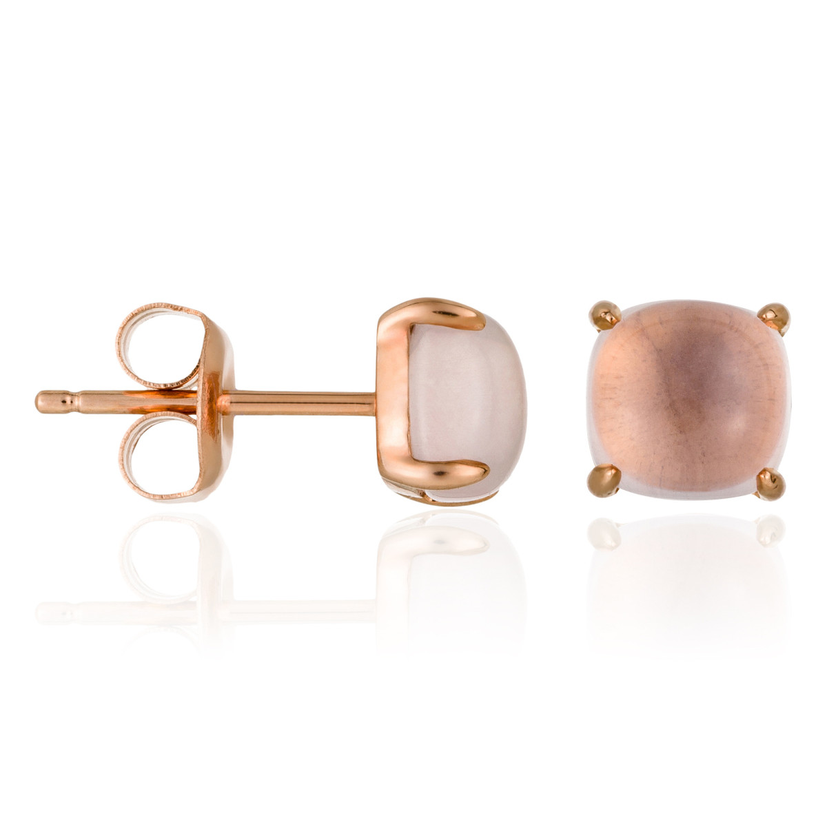 Boucles d'oreilles Or Rose ''ROSE DRAGÉE'' Quartz rose 2,4/1 Boucles d'oreilles Or Rose "ROSE DRAGÉE" Quartz rose 2,4 carat