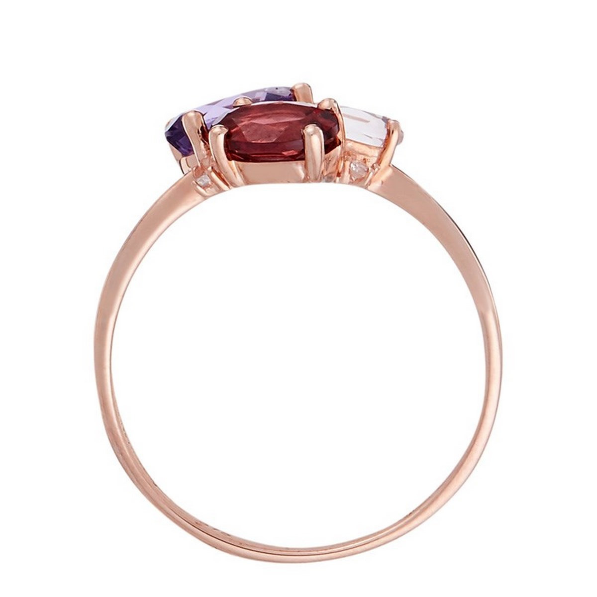 Bague Or Rose ''BARBARA'' Diamants 0,02/3 Améthyste 0,70/1, Rhodolite 0,66/1 & Rose Quartz 0,33/1 Bague "Barbara Multipierre" Or rose et Diamants