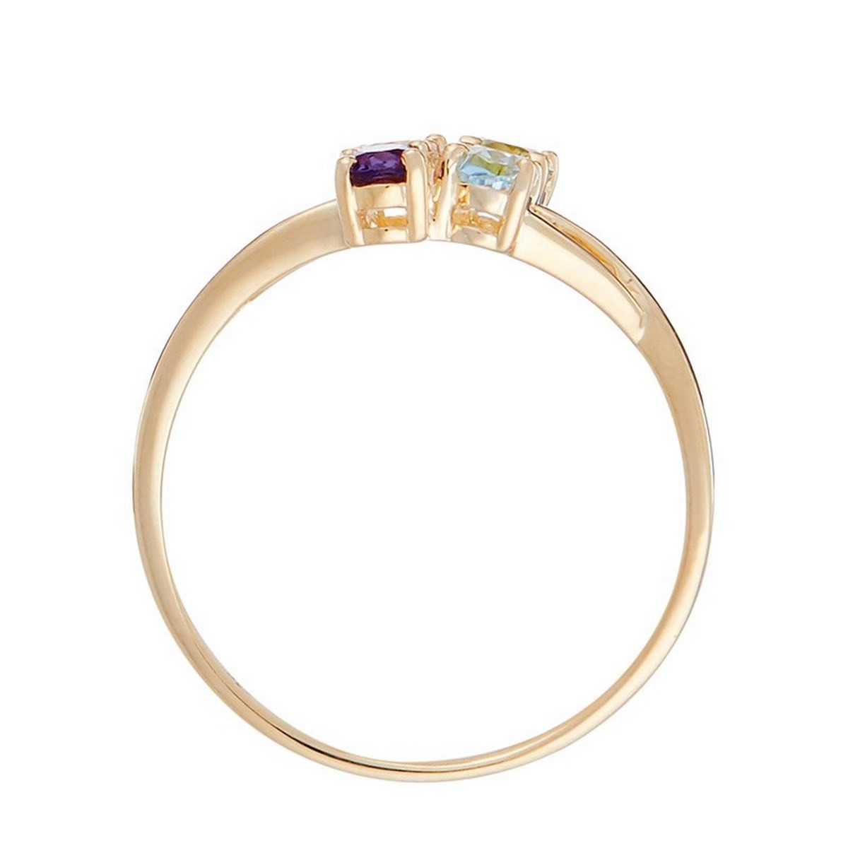 Bague Or Jaune ''BORNÉO'' Améthyste 0,18/1, Topaze Bleue 0,24/1, Citrine 0,18/1 et Péridot Bague "Multipierres" Or jaune et Diamants