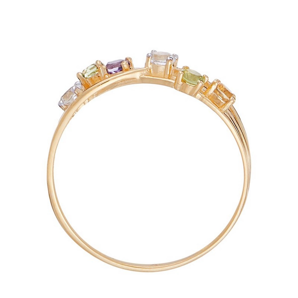 Bague Or Jaune ''COLORAMA'' Citrine, Péridot, Topaze Blanche & Améthyste 0,54/6 Bague "Colorama Multipierres" Or jaune et Diamants