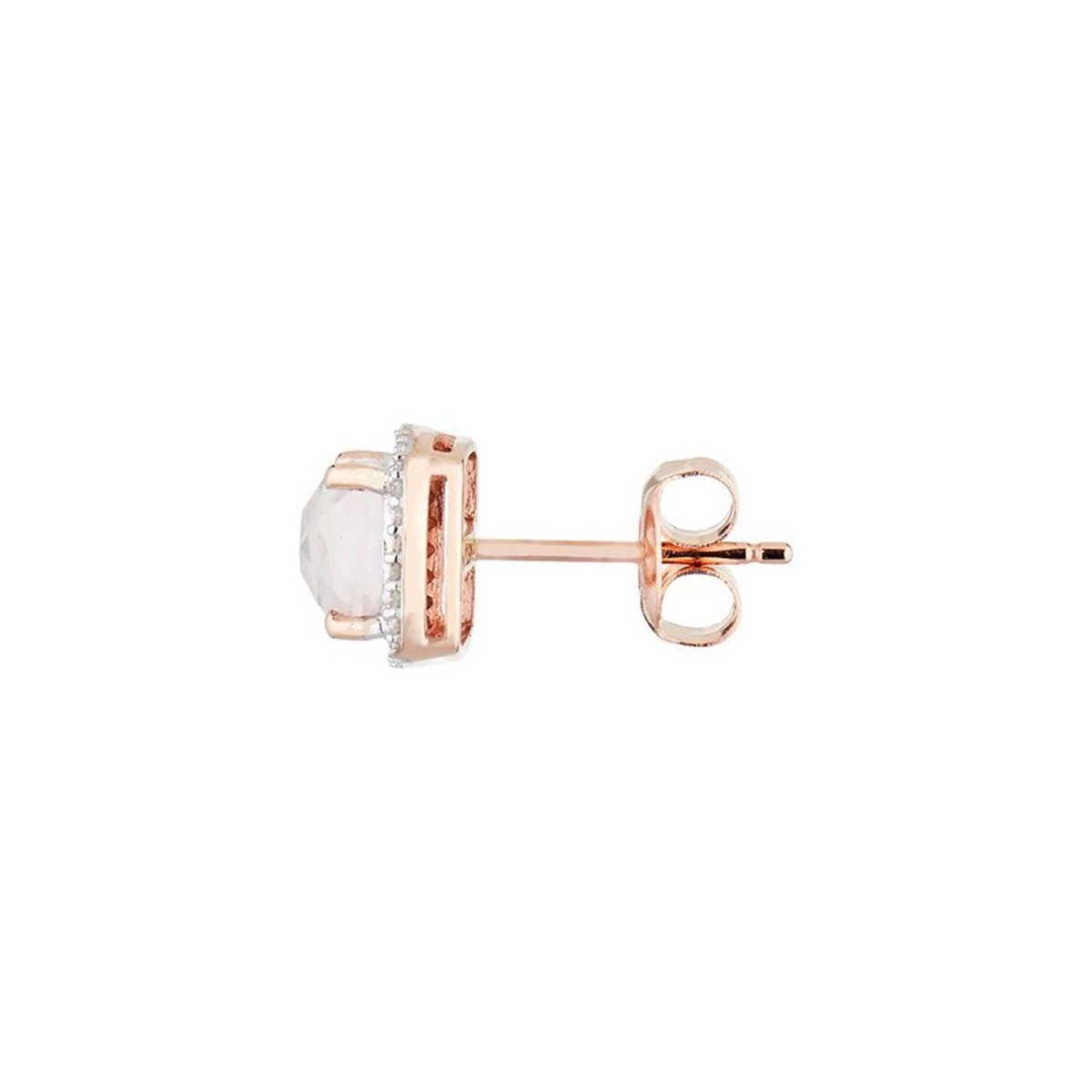 Boucles d'oreilles Or Rose ''QUARTISSIME'' D 0,18/56 & Rose Quartz 2,4/2 Boucles d'oreilles Or Rose "QUARTISSIME" Diamants 0,18 carat et Quartz rose 2,4 carat