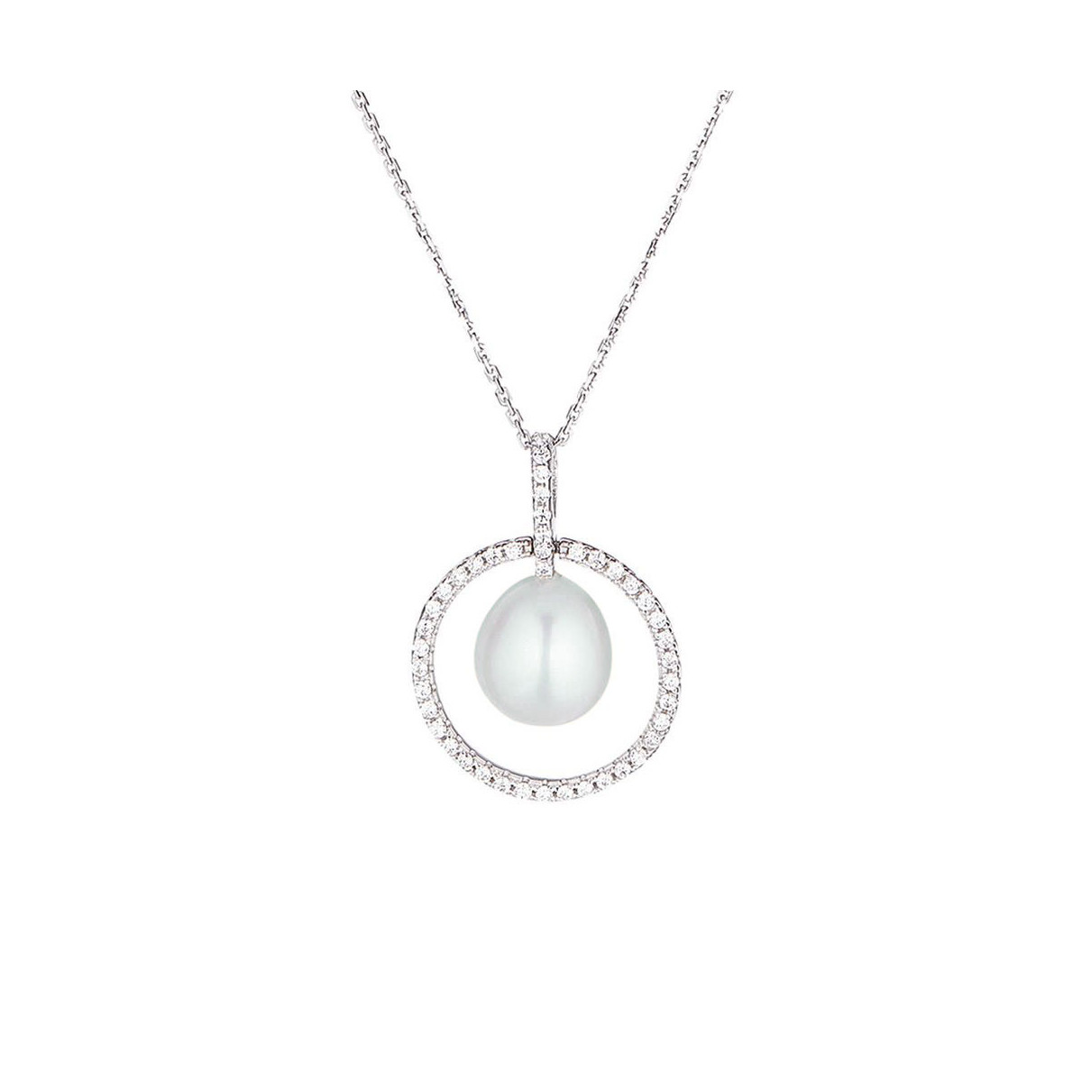 Pendentif Argent, zirconium et Perle de culture Grise "Equilibrium" + chaine argent offerte Pendentif Argent, zirconium et Perle de culture Grise "Equilibrium" + chaine argent offerte