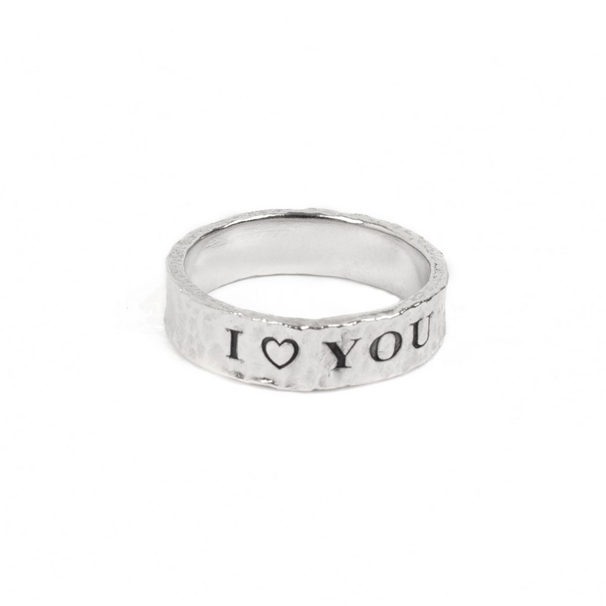 Bague argentée "Hammered Love"