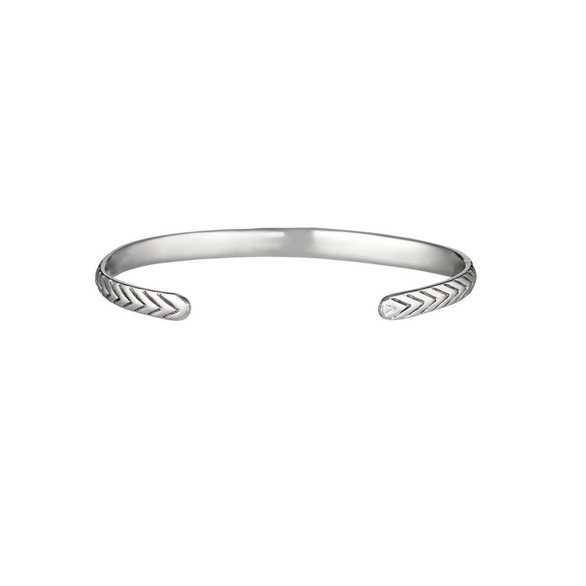 Bracelet jonc ouvert argenté à motif gravé Bracelet jonc ouvert argenté sans message à motif gravé