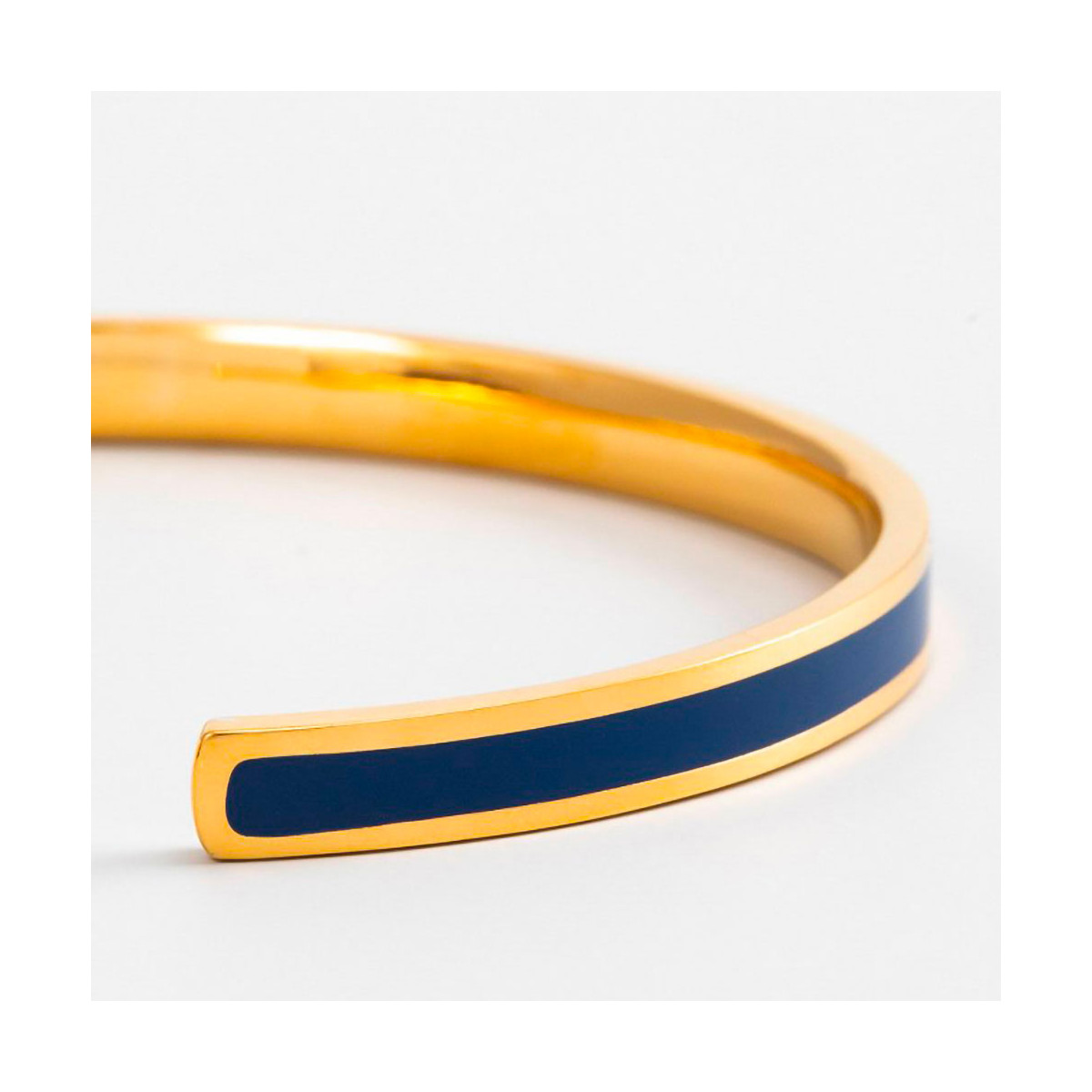 Bracelet émail Bleu finition dorée Bracelet jonc ouvert "CORFOU'' émail Bleu finition dorée
