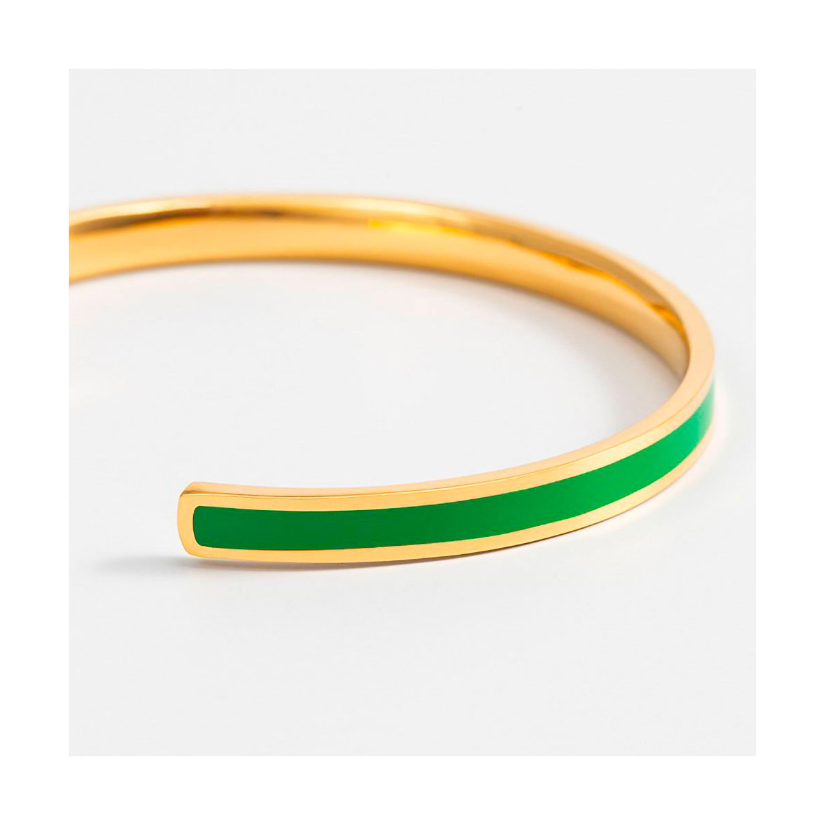 Bracelet émail Vert finition dorée Bracelet Jonc PICTORIA émail vert finition dorée