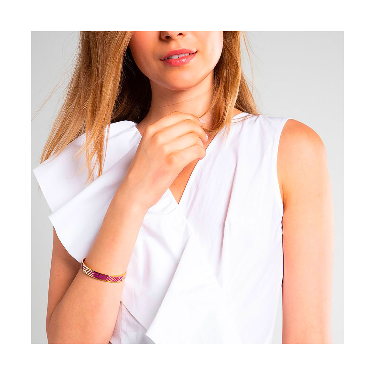 Bracelet émail Violet finition dorée Bracelet Jonc MELODIA émail violet finition dorée