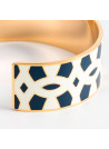 Bracelet émail Blanc et Bleu finition dorée