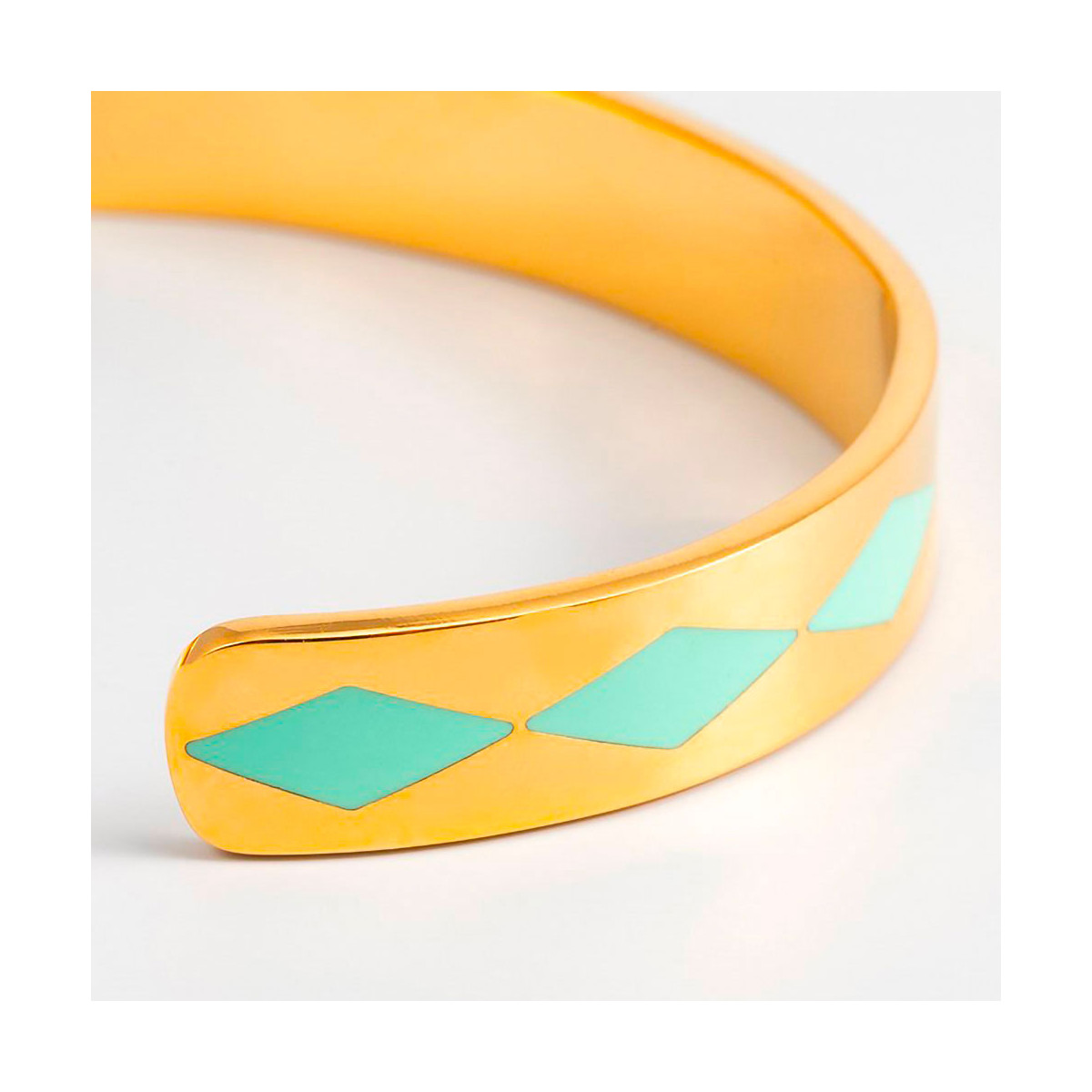 Bracelet émail Bleu finition dorée Bracelet ouvert "SAO PAULO" émail Turquoise finition dorée