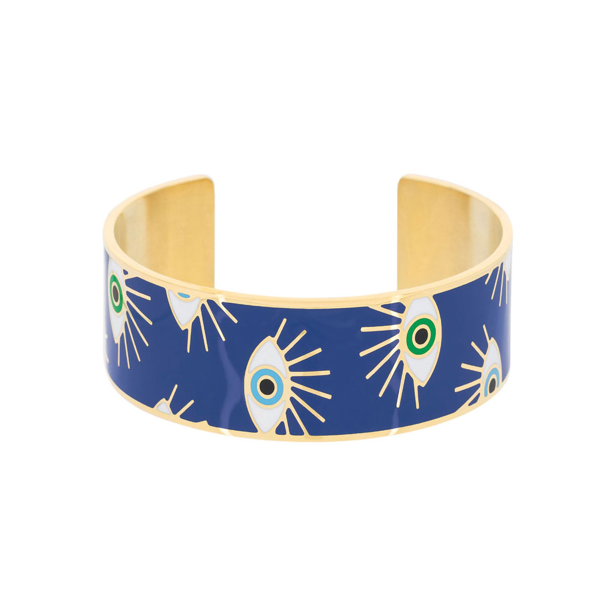 Bracelet émail Bleu finition dorée Bracelet Manchette ESCULTORA émail bleu Acier doré