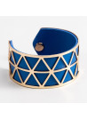 Bangle simili cuir Bleu finition dorée