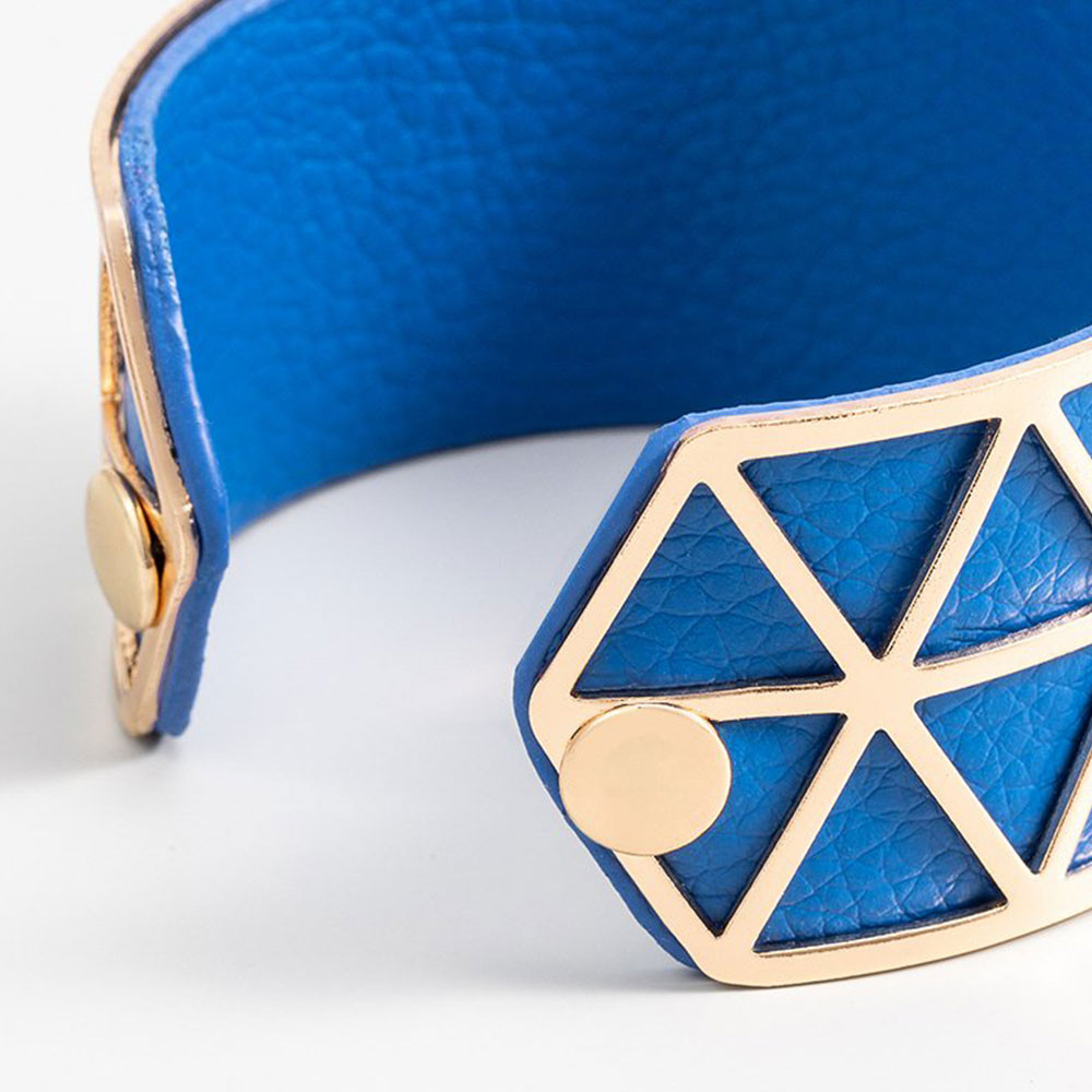 Bracelet Manchette CADENCIA bleu finition dorée