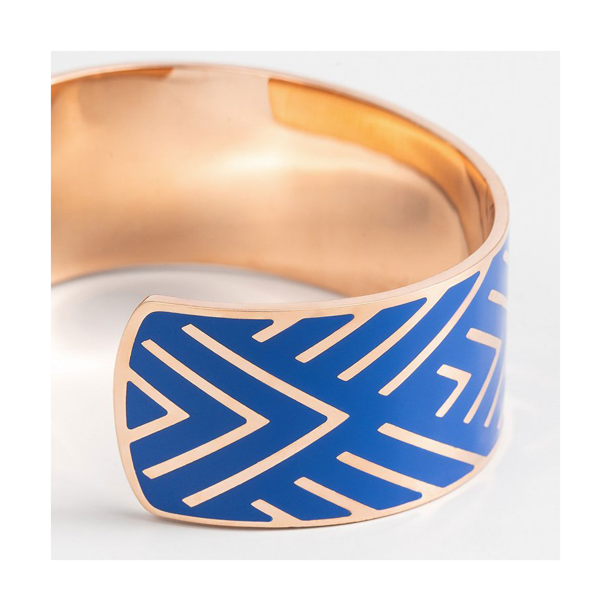 Bracelet Manchette HARMONIEA émail bleu finition rosée