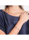Bracelet jonc ouvert laiton argenté monté d'une turquoise bleue "Aude"