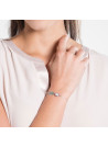 Bracelet chaine laiton argenté monté d'une aventurine verte et d'un quartz vert "Zoé"