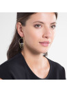 Boucles d'oreilles laiton doré montées d'une aquamarine grise "Ornella"