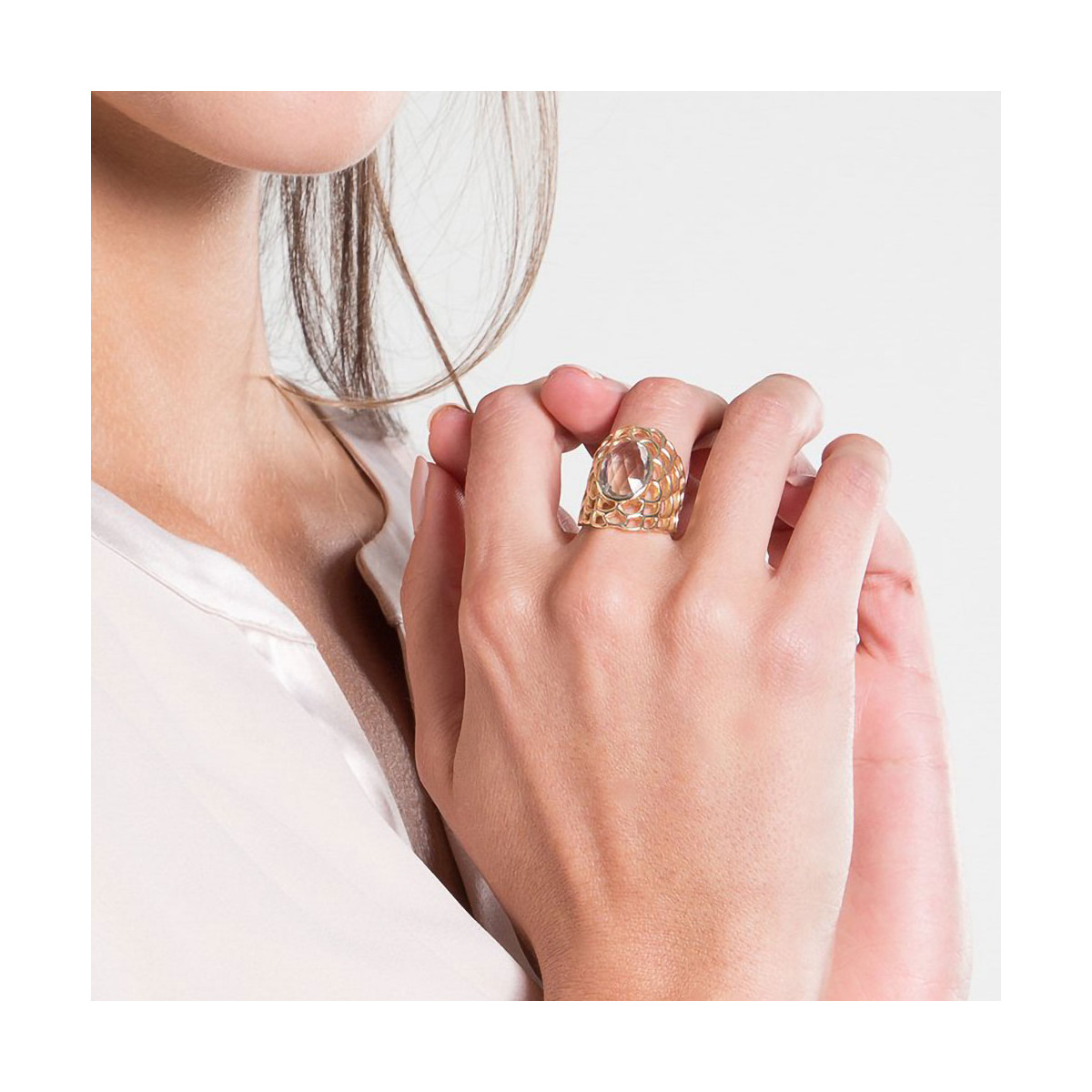 Bague "Exalta" Améthyste verte Laiton doré