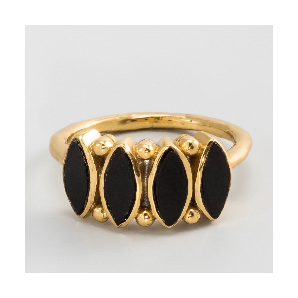 Bague "Celestis" Onyx Laiton doré
