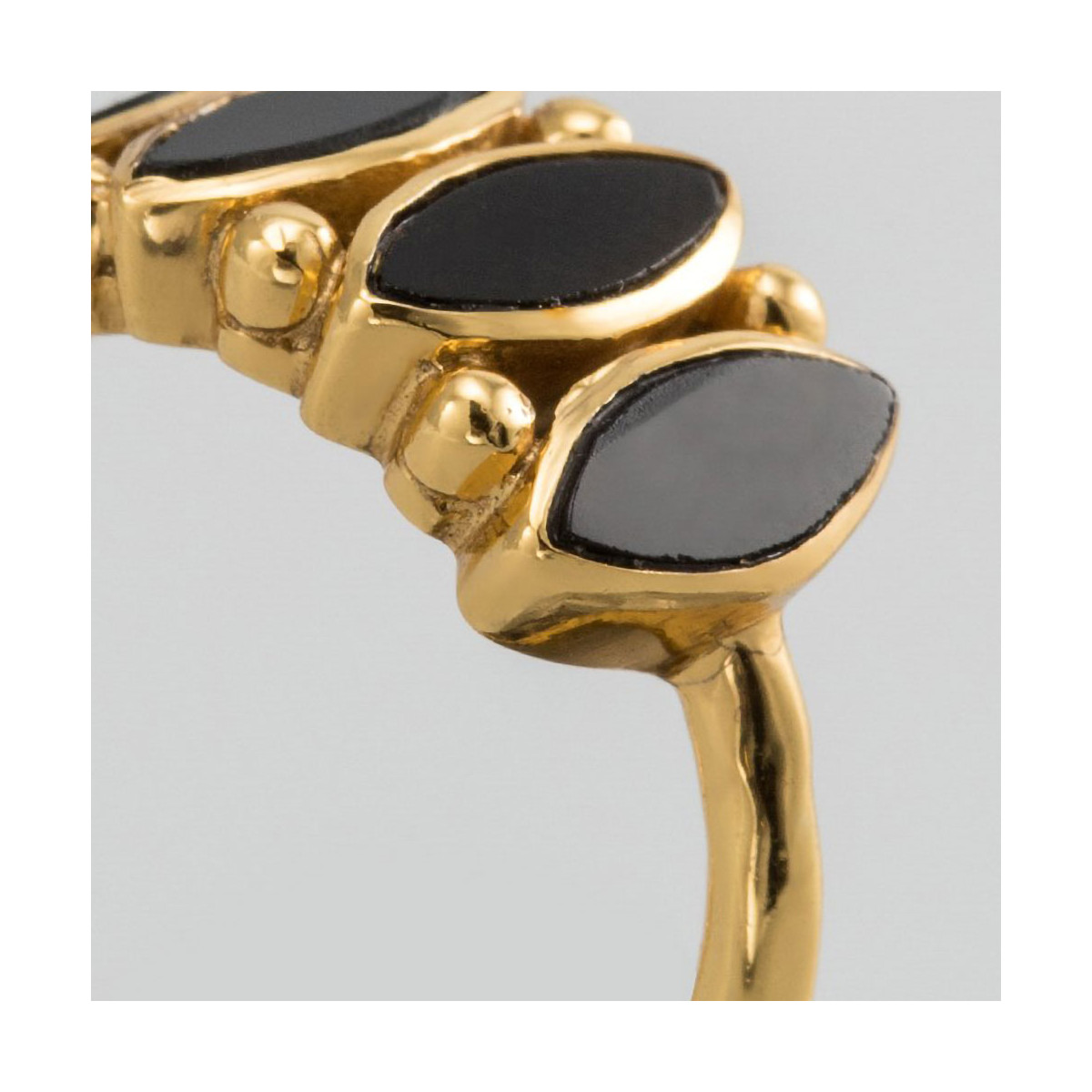 Bague "Celestis" Onyx Laiton doré