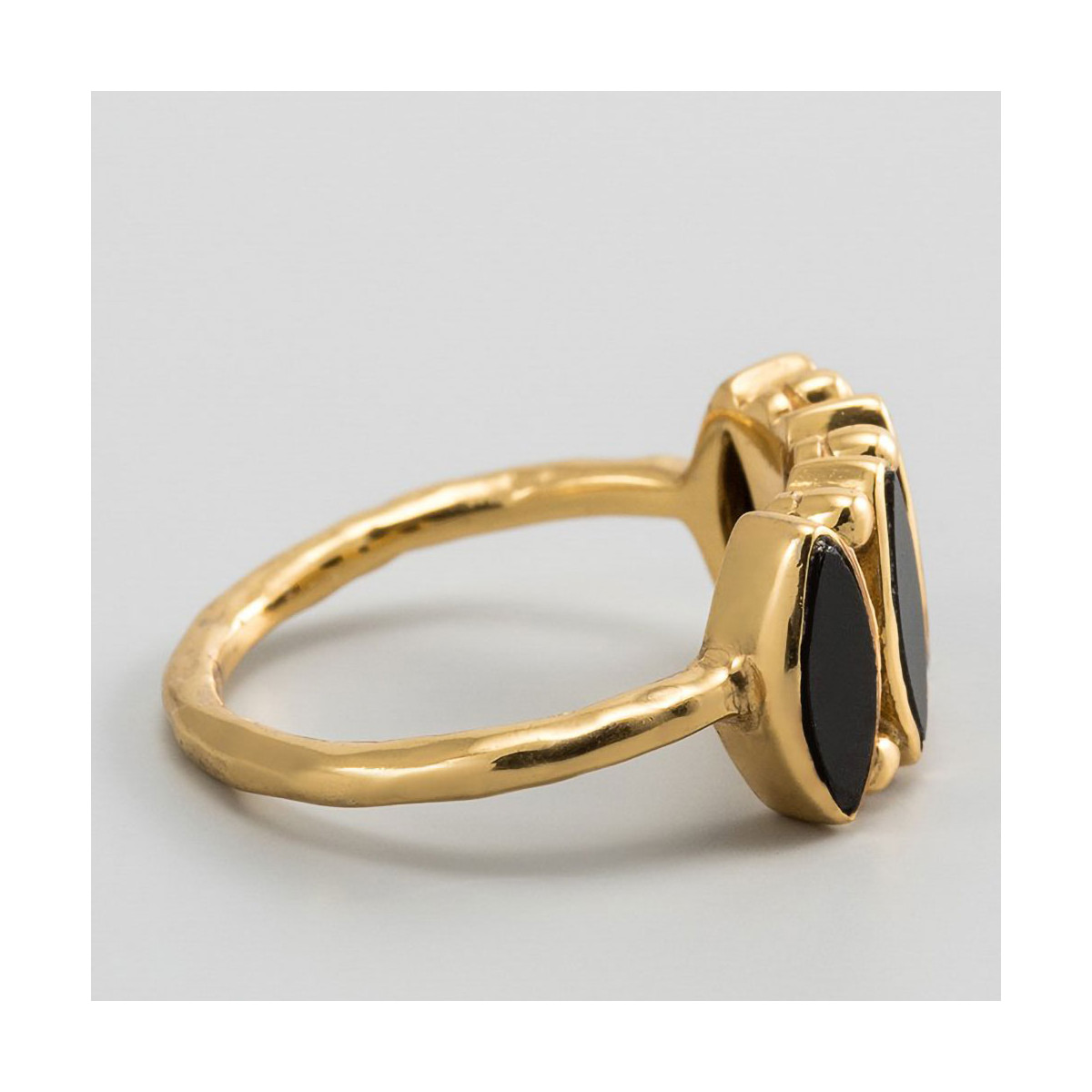 Bague "Celestis" Onyx Laiton doré