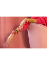 Bracelet jonc ouvert "LOUXOR" Émail pailleté Vert finition dorée
