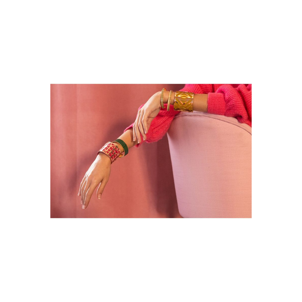 Bracelet Jonc ANTIQUA émail vert finition dorée