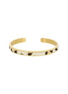 Bracelet jonc ouvert "SHANGHAI" fausse fourure Marron et beige Leopard finition dorée
